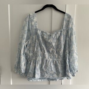 Women's Free Assembly Blue Floral Top